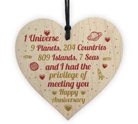 Red Ocean Happy Anniversary Gift 1St 2Nd 3Rd 4Th 5Th 10Th 25Th 50Th Anniversary Handmade Wooden Heart Plaque Gift For Her