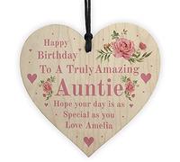 RED OCEAN Happy Birthday Auntie Gifts Hanging Sign For Birthday Personalised Love Plaque Heart