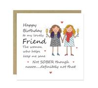 RED OCEAN Happy Birthday Card For Lovely Friend Funny Card For Friend With Kraft Envelope Friendship Bestie BBF Best Her Women