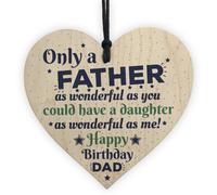 Red Ocean Happy Birthday Dad Father Daddy Greetings Novelty Wooden Hanging Heart Funny Chic Sign Plaque Gift