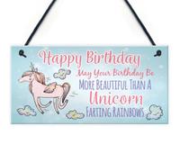 Red Ocean Happy Birthday Novelty Beautiful Unicorn Friendship Bestie Gift Hanging Decor