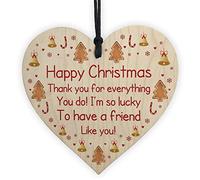 Red Ocean Happy Christmas Friendship Gift Wood Heart Gift For Friend Best Friend Keepsake Tree Decoration Gift