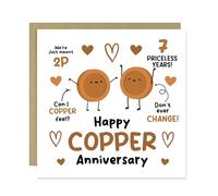 RED OCEAN Happy Copper Anniversary Card For Husband Wife 7th Anniversary Card With Kraft Envelope Novelty For Couple Partner 7th Cards