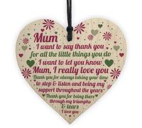 Red Ocean HAPPY MOTHERS DAY CARD Mothers Day Gift Wooden Heart Thank You Gift For Mum Keepsake