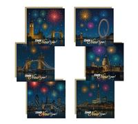 RED OCEAN Happy New Year Cards Pack of 6 With Greetings Cards New Year Card Multipack For Friends Family New Years Eve Cards Bundle Him Her Men Women