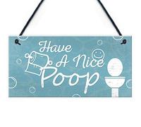 RED OCEAN Having A Nice Poop Novelty Bathroom Signs Funny Toilet Joke Loo Wall Door Plaque