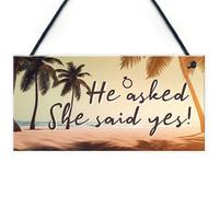 Red Ocean He Asked She Said Yes Sign Engagement Gift For Couple Daughter Son Congratulations Gift Beach Theme