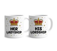 RED OCEAN His Lordship & Her Ladship Novelty Mug Gift Set for Couples Anniversary Valentines Gift Set for Boyfriend Girlfriend Husband Wife Twin Pack of 2 Coffee Mugs for Partner Newly Wed Gifts