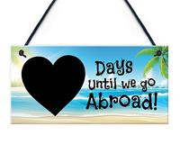 Red Ocean Holiday Countdown Hanging Plaque - Days Until We Go Abroad - Novelty Hanging Count Down To Holiday Signs - Travel Esssentials - Holiday Gifts For Family