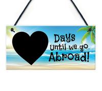 Red Ocean Holiday Countdown Hanging Plaque - Days Until We Go Abroad - Novelty Hanging Count Down To Holiday Signs