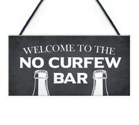 Red Ocean Home Bar Sign No Curfew Bar Funny Man Cave Bar Pub Sign Home Decor Gift