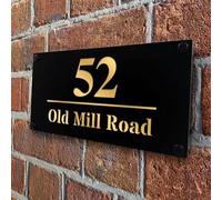 Red Ocean House Number Signs Personalised Laser Cut 3d Door Street Address Contemporary Door Number Plaques Modern House Sign Wall Mounted Address Plaque (Black and Silver) (Black and Gold)