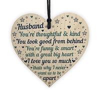 RED OCEAN Husband Anniversary Cards Wooden Heart Husband Birthday Card Gift THANK YOU Valentines Day Gift Keepsake Plaque