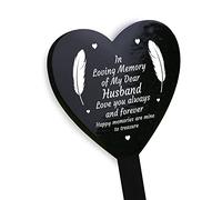 RED OCEAN Husband Memorial Grave Marker | In Loving Memory Acrylic Heart Graveside Gravestone Stake | Husband Remembrance Plaque Graveside Decoration Gift