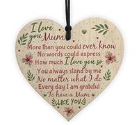 RED OCEAN I Love You Mum Handmade Wooden Heart Sign Cute Mum Mummy Thank You Birthday GIFT For Her Plaque