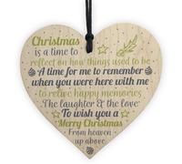 Red Ocean In Memory Christmas Handmade Wooden Heart Decoration Memorial Quote Tree Sign Plaque Gift
