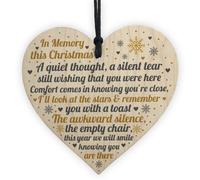 Red Ocean In Memory Christmas Memorial Decorations Handmade Wooden Heart Tree Bauble Memorial Mum Dad Nan Grandad