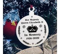 Red Ocean In Memory Gift Queen Elizabeth Ii Plaque Wood Christmas Bauble Tree Decoration