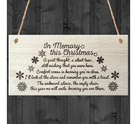 Red Ocean In Memory This Christmas Tree Decoration Xmas Memorial Quote Love Poem Wooden Hanging Plaque Gift Sign