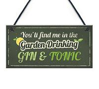 RED OCEAN In The Garden Drinking Gin Funny Alcohol Gin & Tonic Shed Plaque Man Cave Sign Friendship Gift
