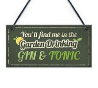 Red Ocean In The Garden Drinking Gin Funny Gin Tonic Shed Plaque Man Cave Sign Friendship Gift