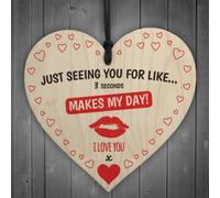 Red Ocean Just Seeing You Makes My Day Wooden Hanging Heart Plaque