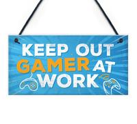 Red Ocean Keep Out Gamer At Work Man Cave Door Wall Plaque Dad Brother Birthday Gifts For Men