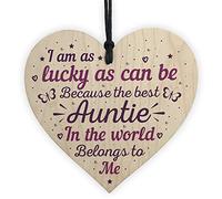 RED OCEAN Keepsake Wooden Heart Plaque Birthday Thank You Gifts for Auntie Aunty Aunt Mum