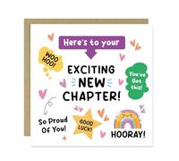 RED OCEAN Leaving Card Exciting New Chapter Card For Colleagues Partner BFF Bestie Office Mate Work Mate Good Luck For Him Her Men Women With Kraft Envelope