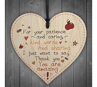 RED OCEAN Leaving Nursery Wooden Heart Plaque Teacher Childminder Preschool Thank You Gift