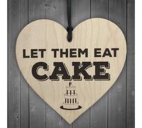 RED OCEAN Let Them Eat Cake Novelty Wooden Hanging Heart Plaque Shabby Chic Wedding Sign
