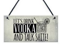 RED OCEAN Lets Drink Vodka Funny Alcohol Gift Man Cave Home Bar Hanging Wall Door Plaque Pub Sign