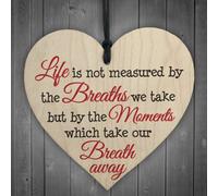 Red Ocean Life Best Moments Wooden Hanging Heart Plaque Gift Sign