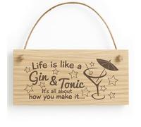 Red Ocean Life Is Like A Gin And Tonic It's All About How You Make It Funny Wooden Plaque Sign Drink Gift Alcohol Novelty