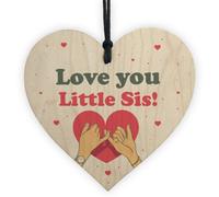 Red Ocean Little Sister Gift Wood Heart Birthday Christmas Gift For Sister Love Plaque Keepsake