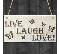 Red Ocean Live Laugh Love Wooden Hanging Plaque Gift Friendship Shabby Chic Sign