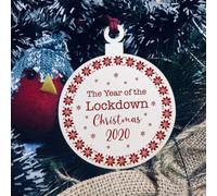 Red Ocean Lockdown 2020 Christmas Tree Decoration Wood Bauble Quarantine Gift Family Gift