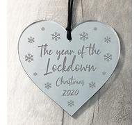 RED OCEAN Lockdown 2020 Memory Christmas Tree Bauble Engraved Heart Xmas Decoration