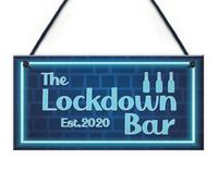 Red Ocean Lockdown Bar Blue Neon Effect Theme Home Bar Sign Quarantine Gift Gift