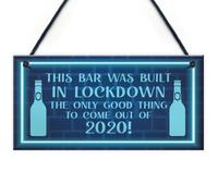 Red Ocean Lockdown Bar Sign Built 2020 Home Bar Pub Garden Shed Man Cave Door Sign Funny