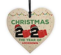 Red Ocean Lockdown Gift Christmas 2020 Wood Heart Christmas Tree Decoration Family Gift