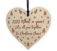 Red Ocean Lockdown Quarantine Memory Wood Heart Christmas Tree Decoration Bauble Gift