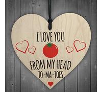 RED OCEAN Love You From My Head Tomatoes Novelty Wooden Hanging Heart Plaque Funny Kitchen Sign