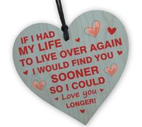 Red Ocean Love You Longer Gift For Valentines Anniversary Wood Heart Gift Husband Wife Boyfriend