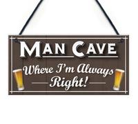 Red Ocean Man Cave Always Right Funny Home Bar Husband Gift Hanging Plaque Pub Shed Sign