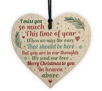 RED OCEAN Memorial Christmas Poem Tree Decoration Bauble Wooden Heart Plaque Quote Heaven Friendship