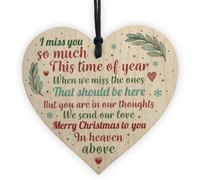 Red Ocean Memorial Christmas Poem Tree Decoration Bauble Wooden Heart Plaque Quote Heaven Friendship Family Gifts
