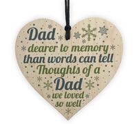 Red Ocean Memorial Christmas Tree Bauble Dad Grave Wooden Hanging Heart Decoration Sign