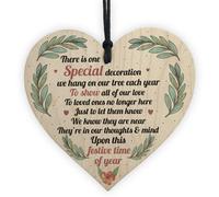 Red Ocean Memorial Plaque Decoration Mum Dad Nan Memorial Gift Wooden Heart In Memory Christmas Plaque
