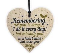 RED OCEAN Memorial Plaque Gifts For Mum Dad Nan Grandad In Memory Handmade Wooden Hanging Heart Christmas Memorial Decoration Bauble